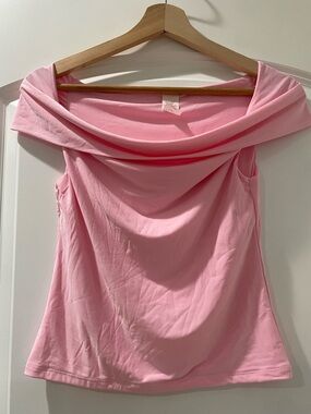 Off-Shoulder Draped Pink Women's Blouse
